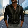 thumbnail image 5 of Asxite Mens Plus Size Tops Fall Striped Print Casual Business Pocket Long Sleeve Shirts, 5 of 5
