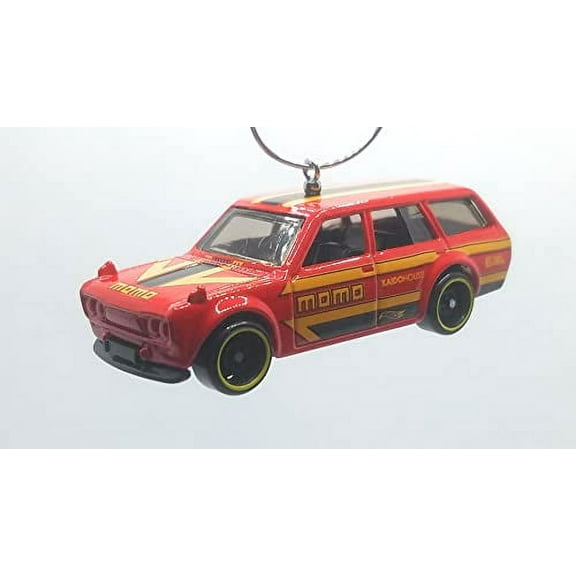 Christmas Ornament for 1971 Datsun 510 Wagon Red Black and Yellow Stripes