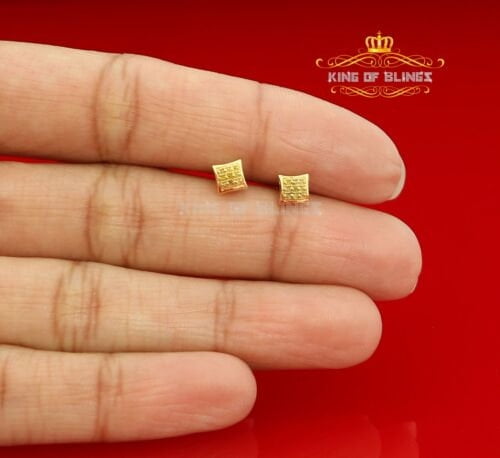 King of Bling's 0.05ct Diamond Stud Earrings For Women Yellow 925 Sterling Silver kite For Men