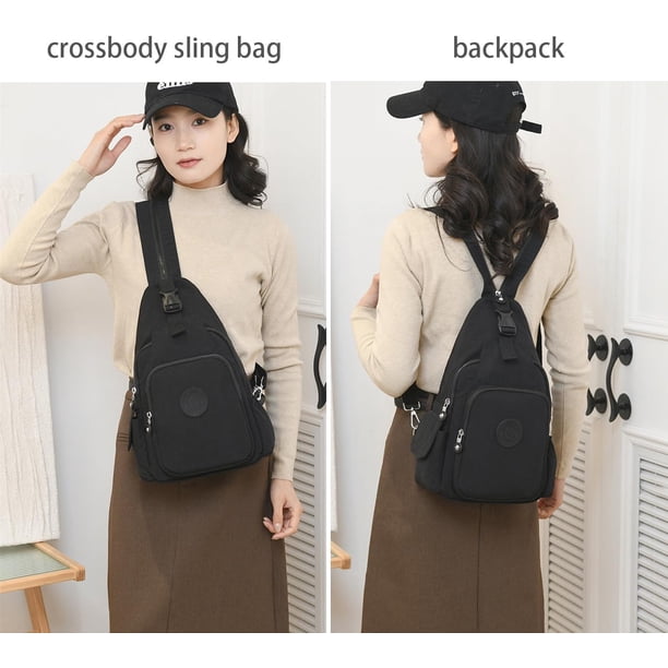 Women's Small Anti-Theft Sling Backpack - Convertible Nylon Daypack For Travel, Hiking & Everyday Use