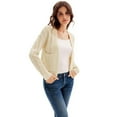 thumbnail image 6 of GK Open Front Loose Outwear Coats Cable Knit Cardigan Sweaters Long Sleeve Beige, 6 of 9