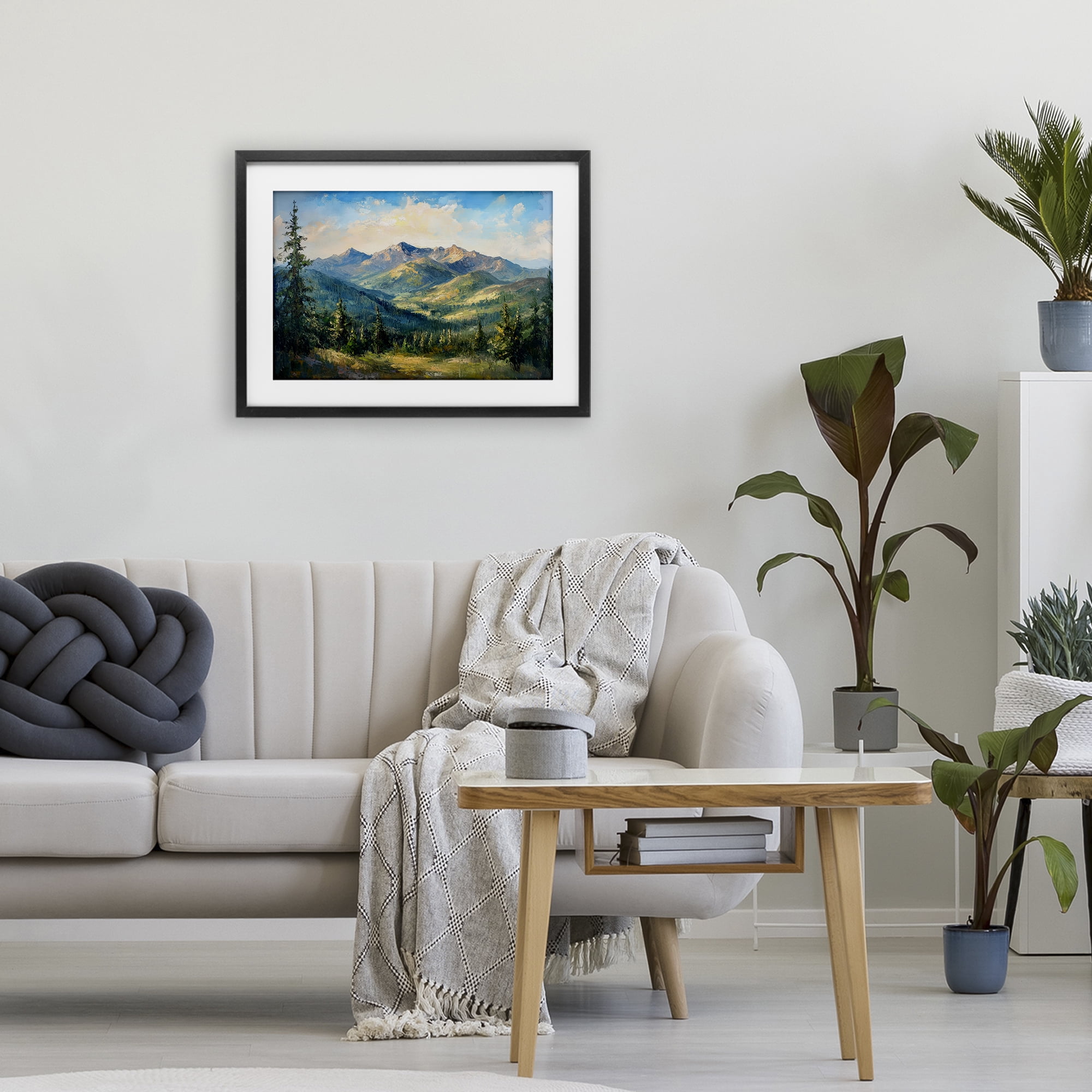 Stupell Industries Valley In The Mountains Black Framed Print Under Glass, design by Petal Prints Design