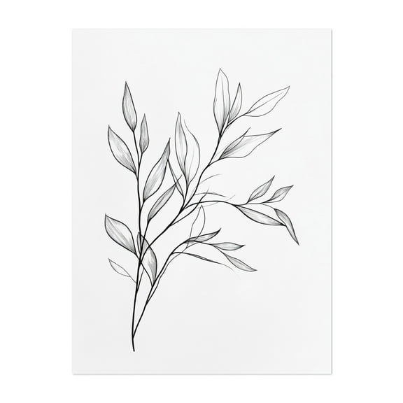 Minimalist Flower Line Drawing - Line Drawing Line Art Botanical Minimalist Black and White Nature Floral Modern Art Unframed Wall Art Print 5 x 7 inches