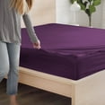 thumbnail image 5 of DNG Creations 6 Piece Zipper Sheet Set - Include (1 Fitted Sheet Base, 2 Base Sheet has Zipper, 1 Flat Sheet And 2 Pillowcase) 26 Inch Deep Pocket ( Solid Plum - California King ), 5 of 7