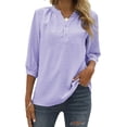 thumbnail image 4 of Primavera y novedad de verano para mujer, camisa de manga media con cuello levantado, top holgado informal con bola de piel jacquard WERSEON Modelo, 4 of 13