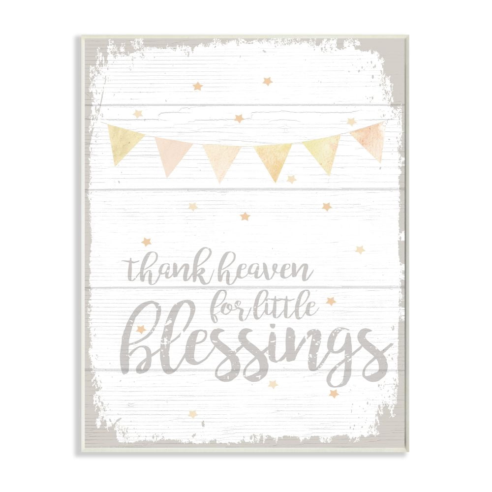 The Kids Room by Stupell Thank Heaven Blessing Yellow Kids Word Design Wall Plaque by Daphne Polselli