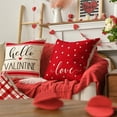 thumbnail image 4 of Sm:)e Love Hello Valentine's Day Throw Pillow Covers 18 x 18 Set of 4 Buffalo Plaid Seasonal Decorative Farmhouse Outdoor Pillow Case Red, 4 of 8