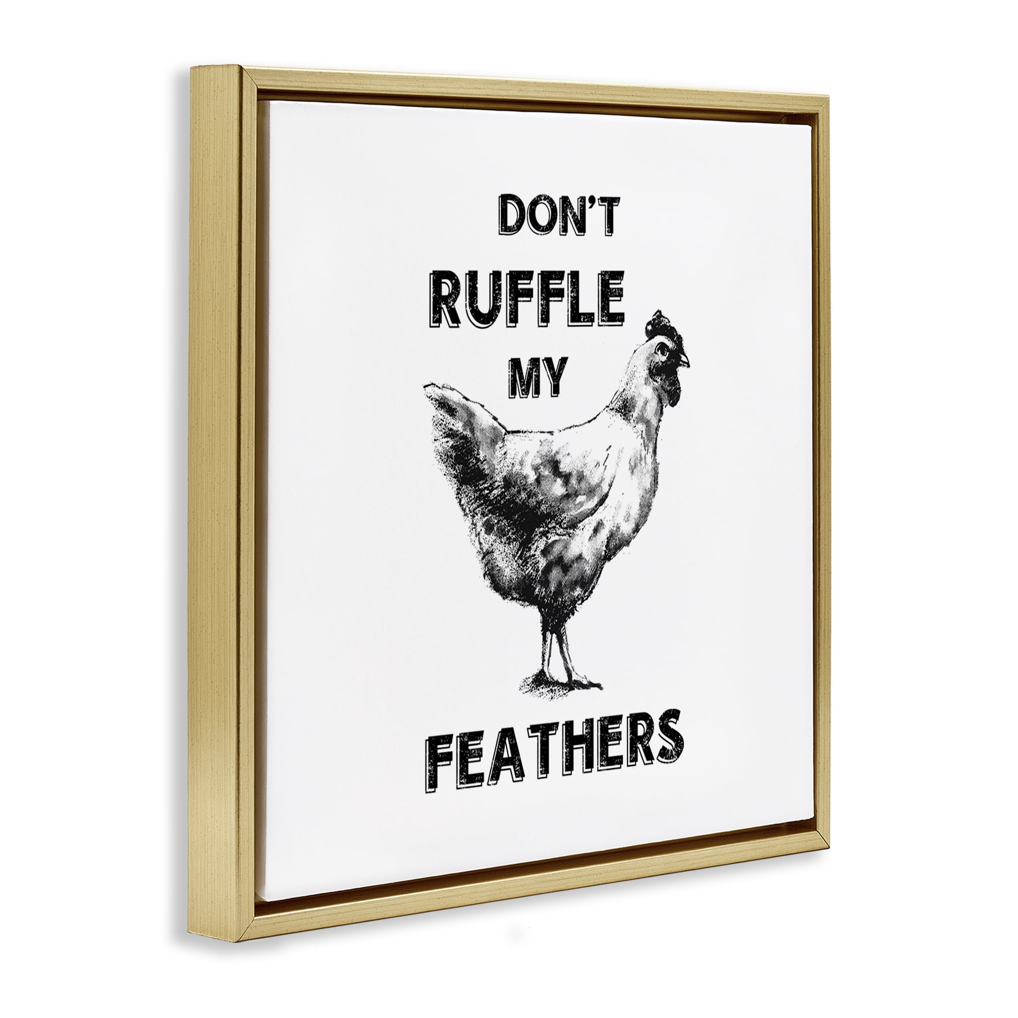 Stupell Industries Sassy Rooster Ruffled Feathers Animals Painting Gold Floater Framed Canvas Art Print Wall Art, 18 x 18