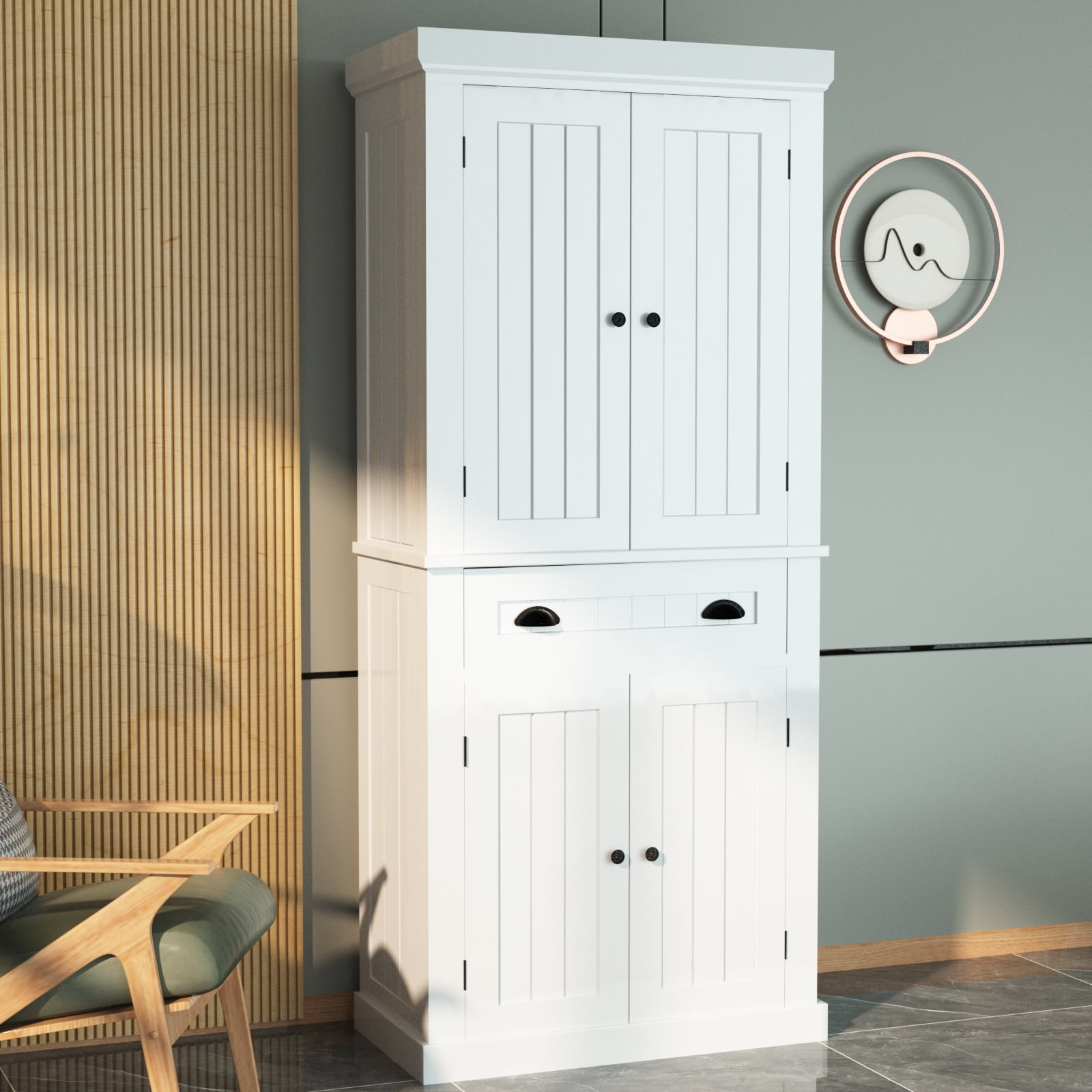 Freestanding Kitchen Pantry Storage Tall Cupboard With