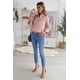 thumbnail image 3 of ABPHQTO Camisa de mujer rosa lisa con busto plisado y mangas vueltas, 3 of 5
