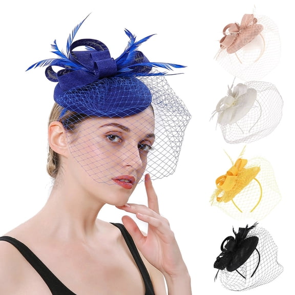 FCLoft Fascinators Hats For Women, Black Pillbox Flower Hat, Mesh Veil Headband Clips For Halloween Tea Party Wedding