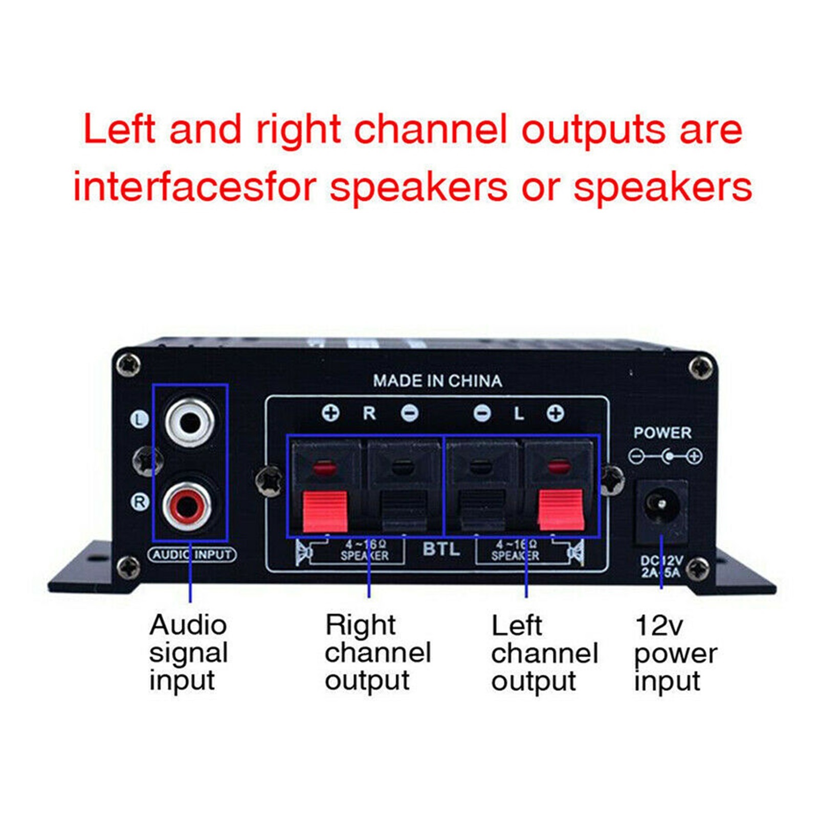 AK170 12V Mini Power Amplifier Digital Receiver AMP Dual Channel 20W+20W Bass Treble Volume Control For Car Home USE ,Small Footprint