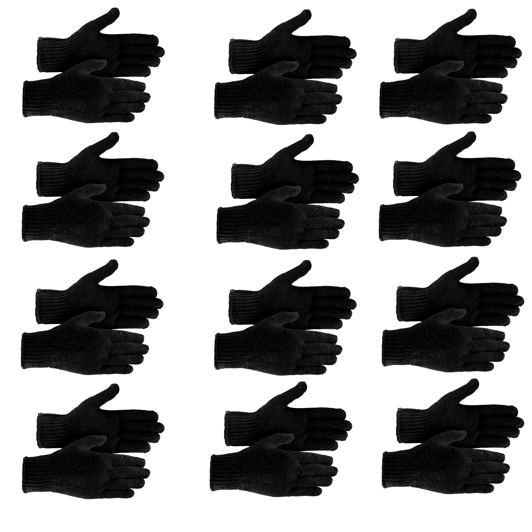Women's Winter Knit Gloves - Stretchy Magic Gloves, 12 Pairs Bulk Pack, Acrylic, One Size Fits Most