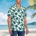 thumbnail image 5 of Xecao Blue Sunflowers print Hawaiian shirt - a stylish short-sleeve button-down for men, perfect for casual beach and tropical outings., 5 of 9