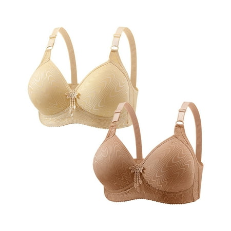 HCURIBAD Clearance! Bras for Women No Underwire Adjustable Bras Full Coverage Support Bralette Plus Size Everyday Bra Pack Of 2 Wireless Bras  Push up Bra  Backless Bra  Bras for Women Beige L