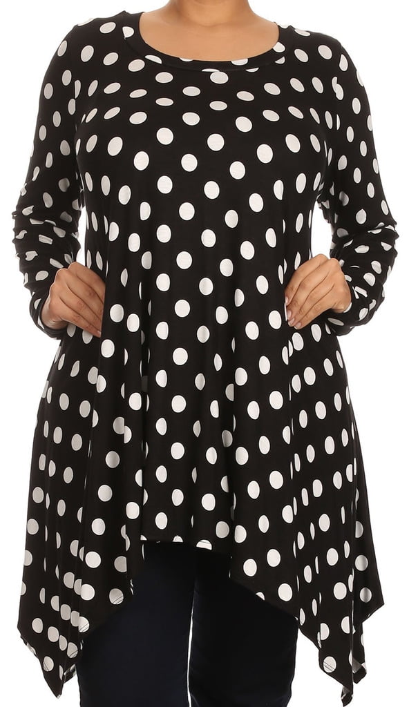 BNY Corner Women Plus Size Small Polka Dot Asymmetrical Casual Tunic