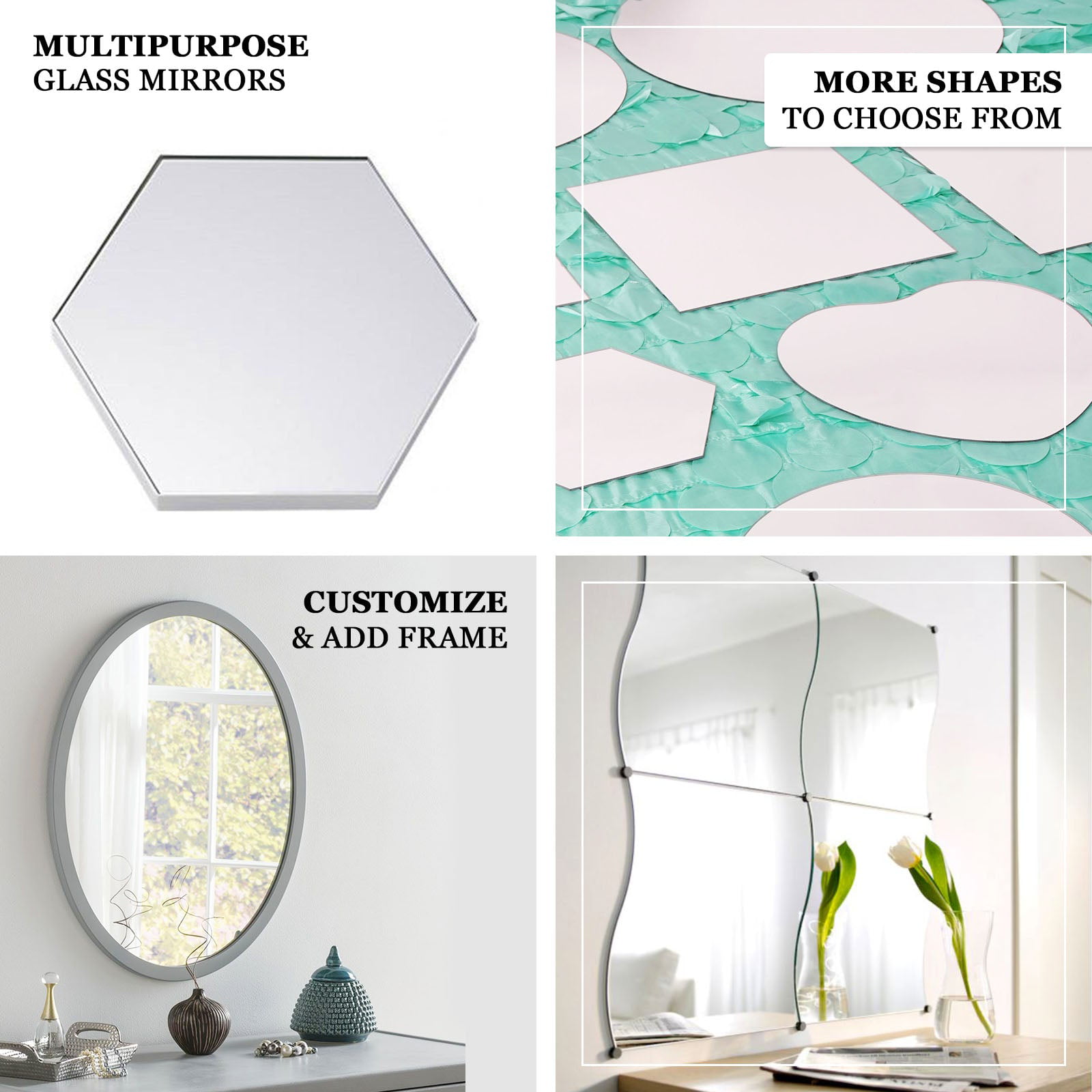 Houseables Mirror Centerpieces, Square Tiles, 10 Pack, 10x10, Glass, for  Wedding Table, Party Décor, Reception, Vanity, Craft, Candle Plate Set