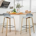 thumbnail image 3 of Giantex Set of 2 Barstools, 30”Modern Chairs w/Low Backrest, Footrest & Metal Legs, Nordic Style High Stools for Dining Room, Living Room, Kitchen, Bar, Grey, 3 of 8