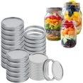 thumbnail image 1 of 15 pcs Canning Lids + 15 pcs Rings, Regular Mouth Canning Lids, Split Type Lids for Mason Jar Canning Lids Regular Mouth Bulk, Split-Type Lids Leak Proof Secure (Regular 70mm, Silver), 1 of 8