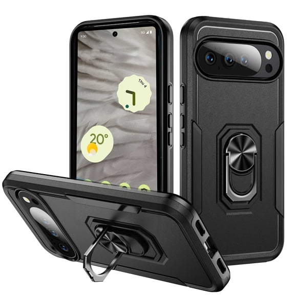for Google Pixel 11 Pro XL Rugged Case,Military Grade Drop Protection,Rotatable Metal Ring Holder Kickstand,Heavy-Duty Shockproof Cover for Pixel 11 Pro XL 6.8"2026(Black)