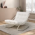 thumbnail image 4 of GRANDPATIO Outdoor Rocking Chair Modern Steel Cozy Lounge Rocker Chair with Cushion for Balcony Porch Patio, Beige (Set of 1), 4 of 10