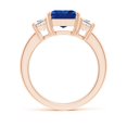 thumbnail image 2 of ANGARA Lab Grown 3.4 Ct Blue Sapphire & Lab Diamond 3 Stone Ring for Women in 14K Rose Gold (Size-10x8mm) | September Birthstone, Anniversary, Jewelry Gift for Women | Lab-Grown Blue Sapphire Ring, 2 of 7