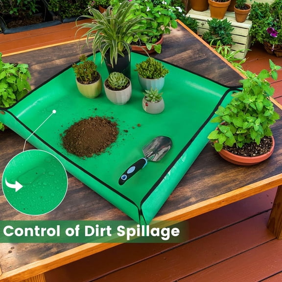Repotting Mat for Indoor Plant Transplanting and Mess Control 66cm*66cm Thickened Waterproof Potting Tray Foldable Succulent Potting Mat Portable Gardening Mat Garden Gifts for Women & Men Green