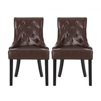 Christopher Knight Home Cheney Tufted Dining Chairs (Set of 2) by Dining Chairs Dark Brown/ Faux Leather Wood Finish Wood, MDF Wood Tufted Short -