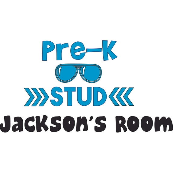 Pre-K Stud School Boy Cool Shades Customized Wall Decal - Custom Vinyl Wall Art - Personalized Name - Baby Girls Boys Kids Bedroom Wall Decal Room Decor Wall Stickers Decoration Size (15x30 inch)