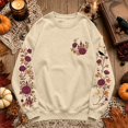 thumbnail image 6 of Women Halloween Floral Graphic Sweatshirt JIANLAI Crew Neck Long Sleeve Moon Rose Leaf Print Pullover Casual Autumn Fall Holiday Tops, 6 of 7