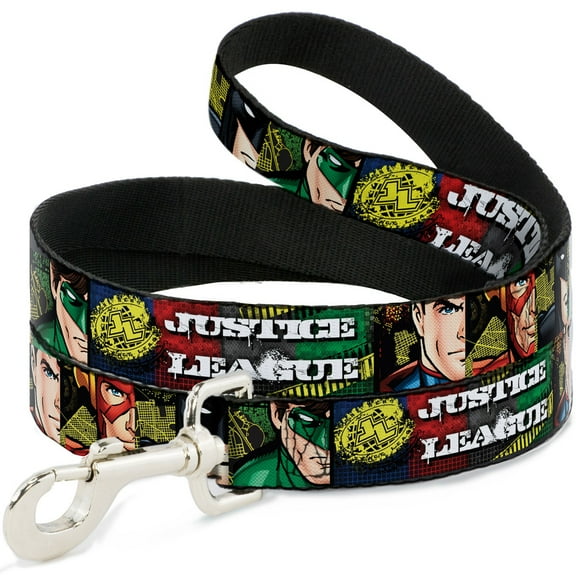 DC Comics Pet Leash, Dog Leash, Justice League Logo Superhero Panels Pop Art, 4 Feet Long 1.0 Inch Wide
