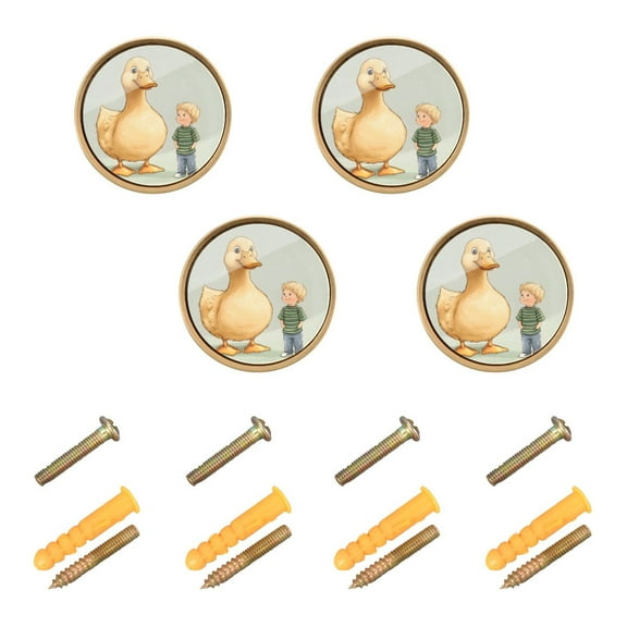Oversized Yellow Duck Cabinet Furniture Knobs Drawer Metal Pulls 1.26in Acrylic Zinc Alloy Dual Screw Set