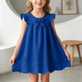 thumbnail image 2 of Ulanda Girls Sleeveless Bowknot Dress Scalloped Hem Casual Dresses 2026 Fashion Summer Twirl Dress for Toddler Kids (Blue, 6-9 Months), 2 of 7