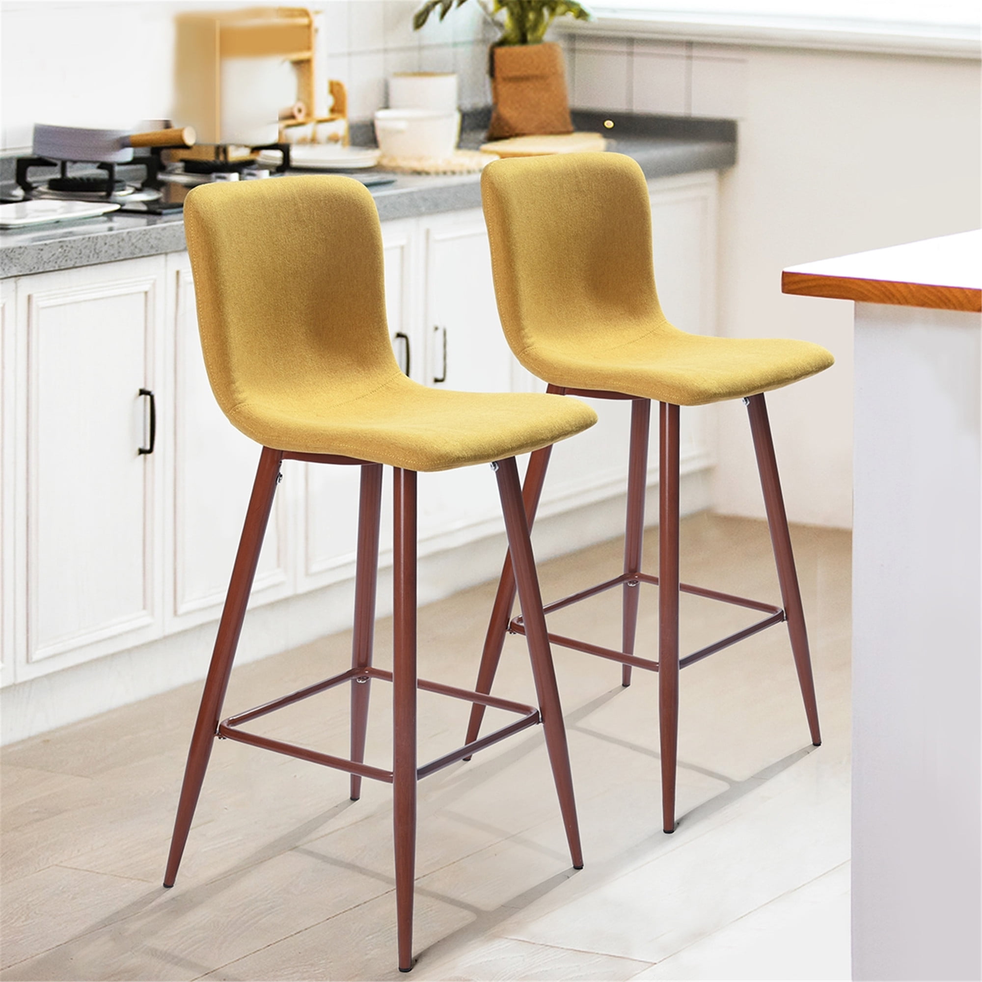 Homy Casa Bar Stools Set Of Upholstered Kitchen Chair With Back