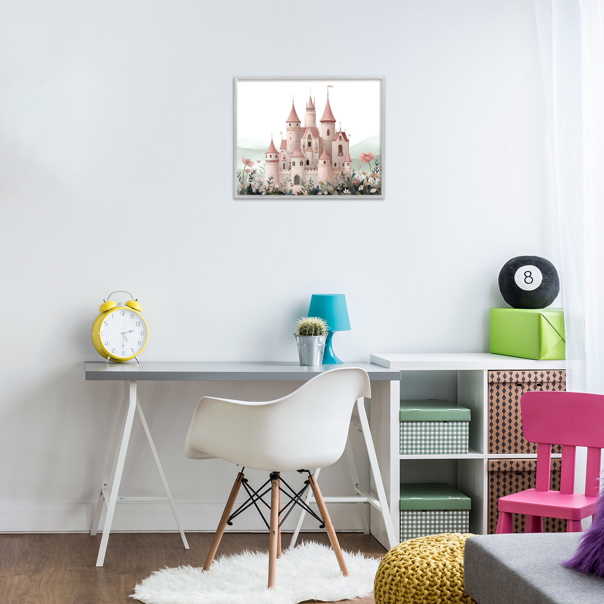 Stupell Industries A Castle For Princess Gray Framed Giclee Art, design by Christine Simpson Art