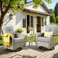 thumbnail image 2 of Vcatnet 3 Pieces Outdoor Patio Furniture Wicker Swivel Rocking Chair Swivel Rocker Patio Chairs Set of 2 with Side Table for Porch, Backyard, Dark Gray, 2 of 7