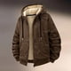 thumbnail image 1 of MHFRRA Chaqueta Informal de Manga Larga con Capucha y Forro Grueso para Hombre, para Otoño E Invierno Marrón, 1 of 4