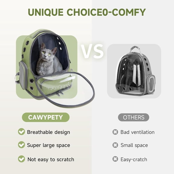 Cat Backpack Carrier, Breathable Large Space Bubble Pet Backpack for Kitty Small Dog up to 15lbs