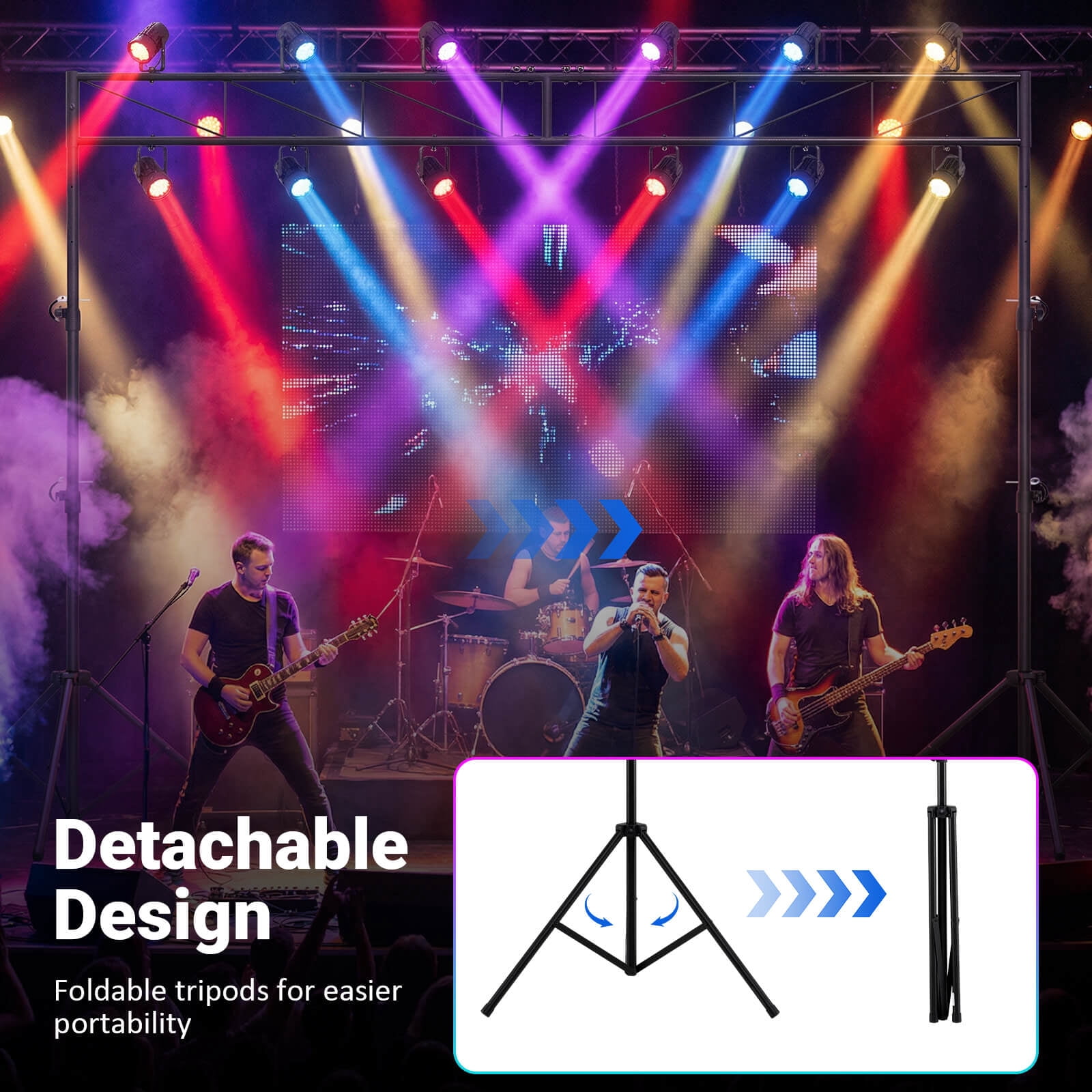 Costway Portable Lighting Truss System with 2 Folding Tripods, 12 Mounting Points for Bands