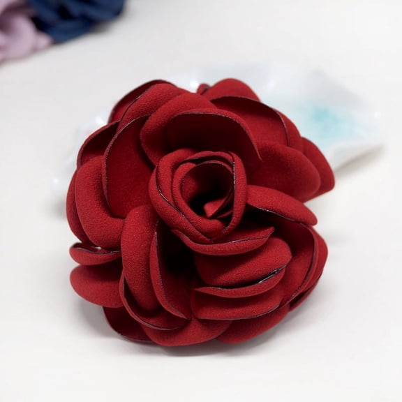 Nvzi-a Rose Flower Brooches Lapel Pins Delicate Elegant Fabric Flowers Brooch Pin for Women Flower Corsage for Wedding Party Accessories-Red