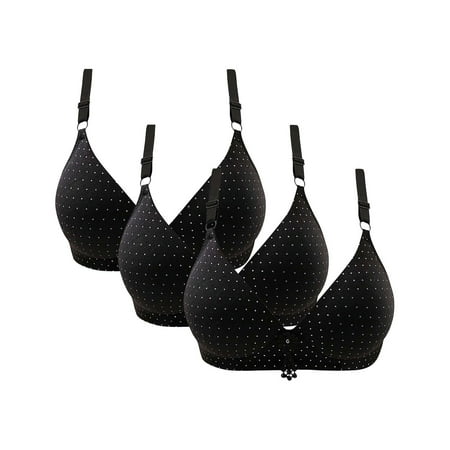 DJskiyers 3 Pc Push up Bras for Women Comfy Adjustable Straps Everyday Bra Fashion Print Plunge Bra Supportive Underwear