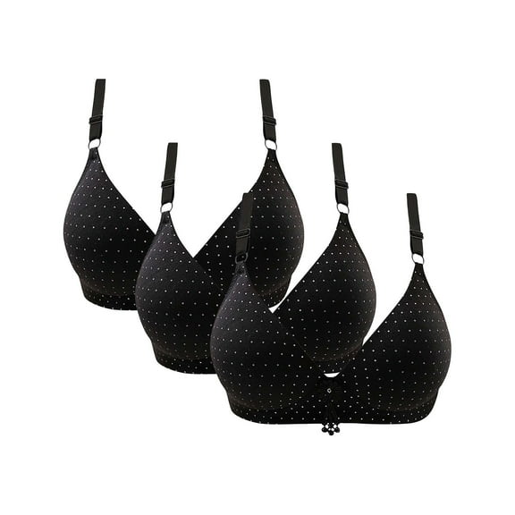 YWDJ Lounge Bras for Women Comfort 3 Pack Back Closures Comfortable Bras No Wires Bras Adjustable Straps Half Cup Push up Wrap Sleep Bras Padded Comfort Bras Comfy Bras Black XL