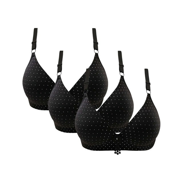 Timegard 3pc Bras for Women No Underwire Deep V Neck Comfort Breathable Bra Full Coverage Daily Bralette