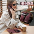 thumbnail image 6 of Magnetic 2 in 1 Magsafe Detachable Wallet Case for Samsung Galaxy S23 Ultra with Card Holder Women Men, Retro PU Leather【RFID Blocking】Kickstand Shockproof Cover, 6 of 13