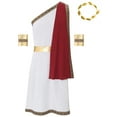 thumbnail image 4 of vastwit Mens Ancient Greek Toga Roman Caesar Warrior Robes Tunic Dress with Headwear Set Burgundy S, 4 of 7