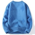 thumbnail image 4 of Mens Jacket Sweater Jacquard Crew Neck Long Sleeve Solid Thickened Mens Warm Clothes,Blue,4XL, 4 of 4