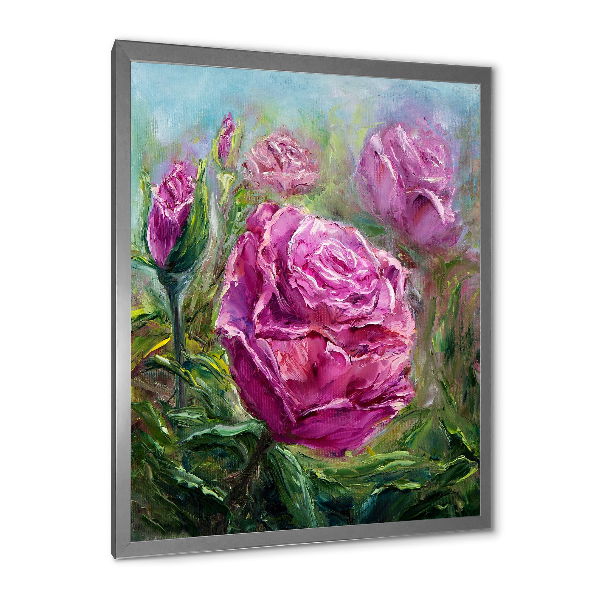 Designart 'Abstract Pink Peonies' Traditional Framed Art Print
