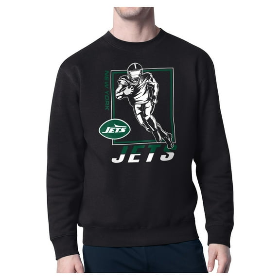 Men's-Starter Black New York Jets Tri-Blend Pullover Sweatshirt