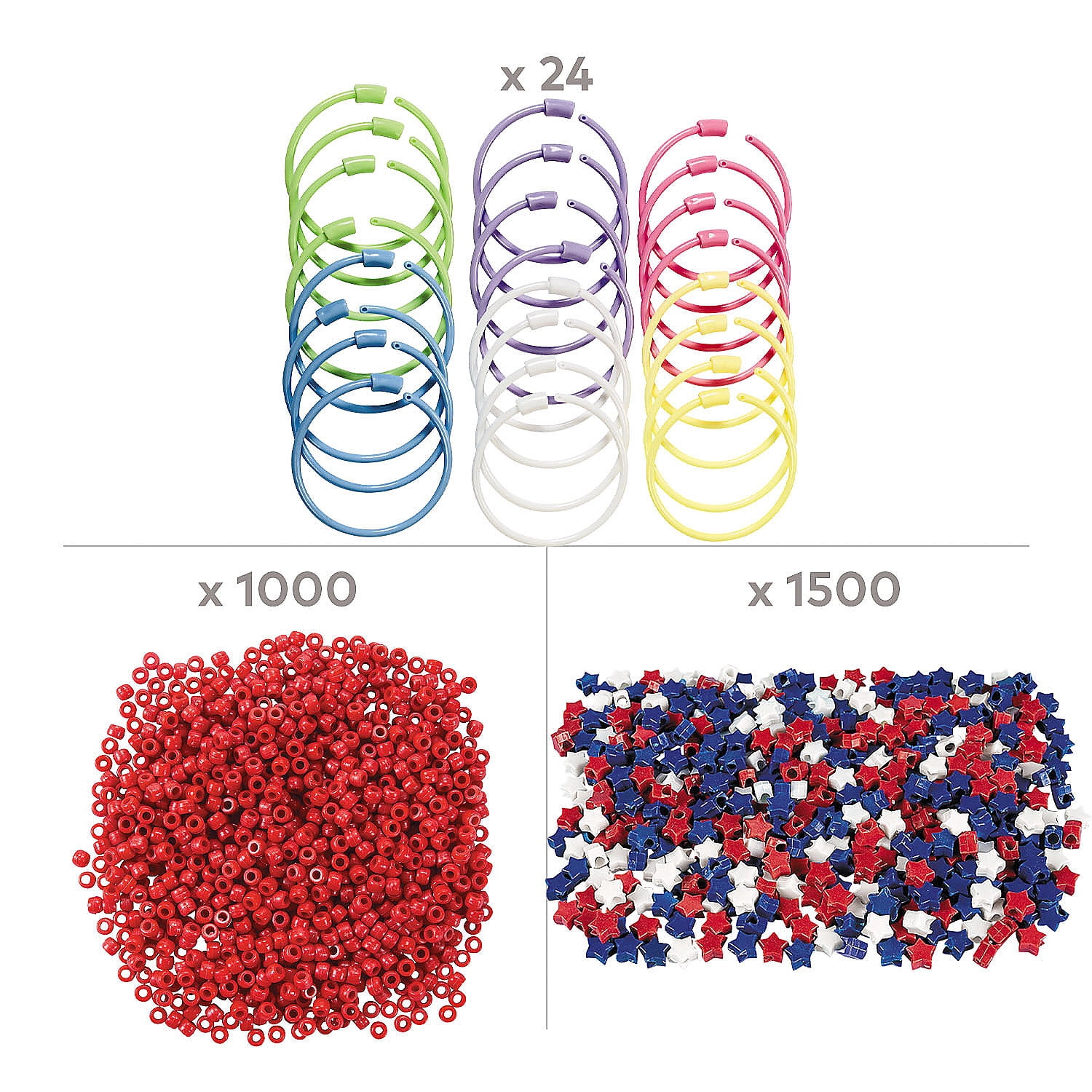 Patriotic Pony Bead Bracelet Craft Kit Makes 24