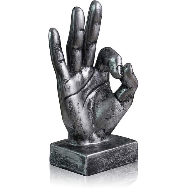 Decoraciones de plata del hogar de la oficina de la resina de la estatua del dedo de la decoración de la escultura de la mano, dedos aceptables